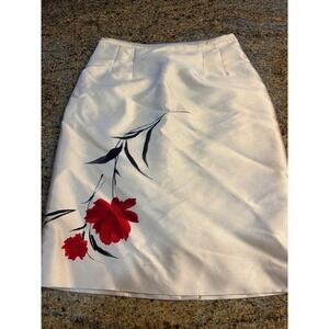 Vintage Teri Jon by Rickie Freeman Silk Wool Blend Floral Print Pencil Skirt 10